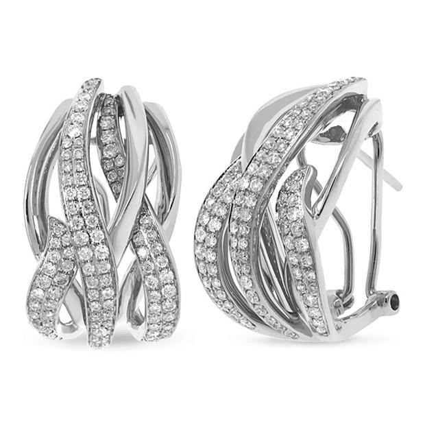 1.37 Ctw 14k White Gold Diamond Earring