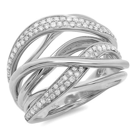 0.52 Ctw 14k White Gold Diamond Bridge Ring