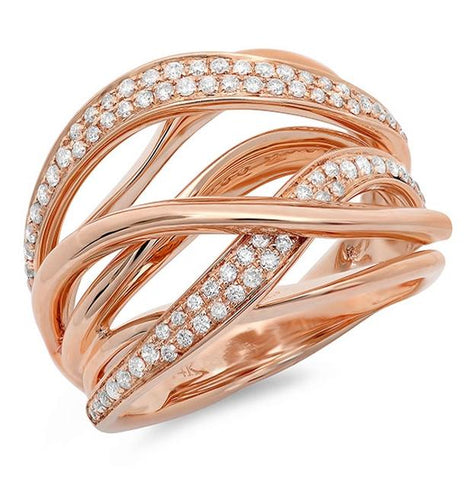 0.52 Ctw 14k Rose Gold Diamond Bridge Ring