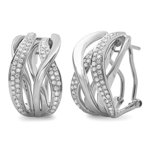 0.84 Ctw 14k White Gold Diamond Earring