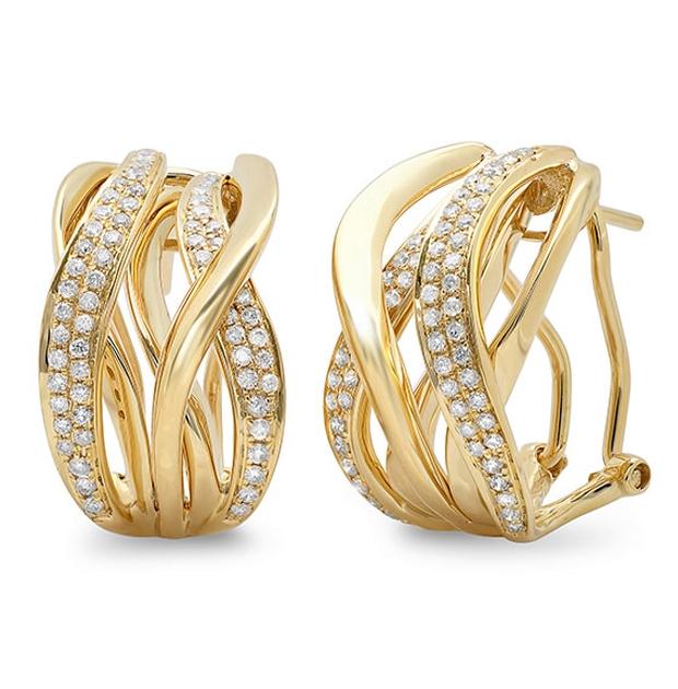 0.84 Ctw 14k Yellow Gold Diamond Earring