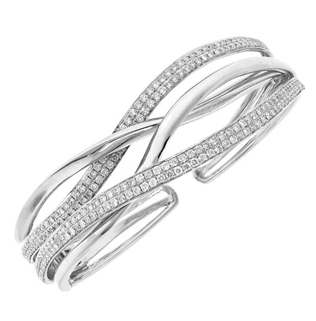 2.78 Ctw 14k White Gold Diamond Bangle Bracelet