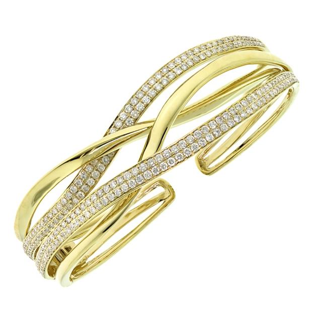 2.78 Ctw 14k Yellow Gold Diamond Bangle Bracelet