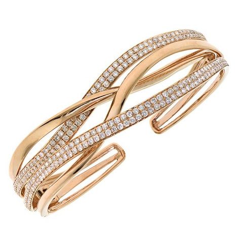 2.78 Ctw 14k Rose Gold Diamond Bangle Bracelet