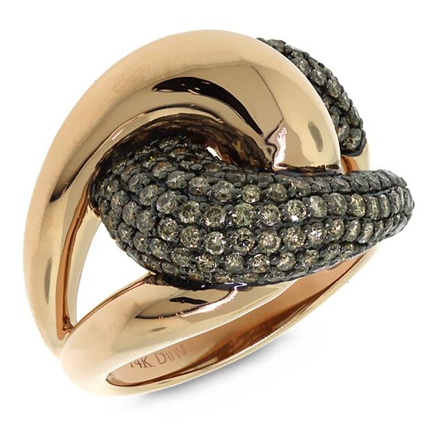 1.56 Ctw 14k Rose Gold Champagne Diamond Link Ring