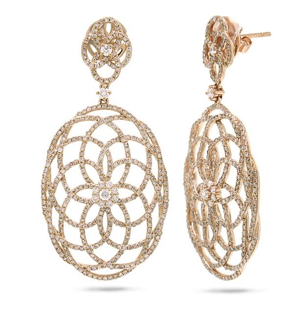 2.58 Ctw 14k Rose Gold Diamond Lace Earring