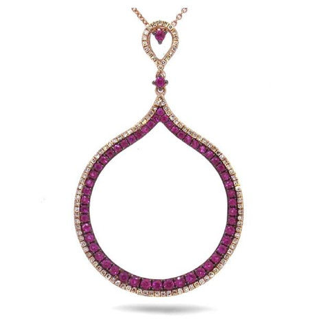 0.35 Ctw Diamond And 0.86 Ctw Pink Sapphire 14k Rose Gold Pendant Necklace With 18 Inch Chain