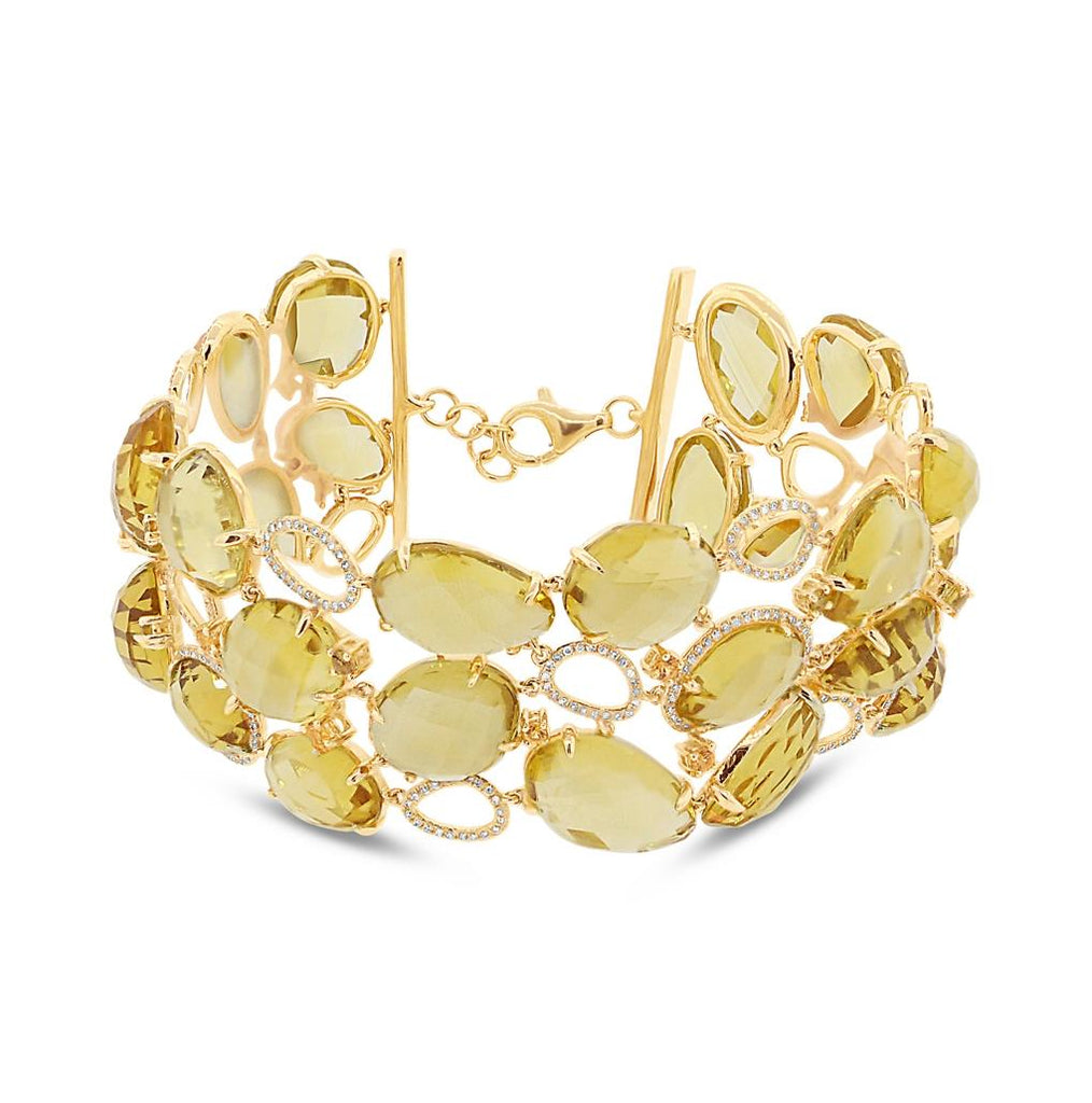 1.48 Ctw Diamond And 123.08 Ctw Citrine And Yellow Sapphire 14k Yellow Gold Bracelet