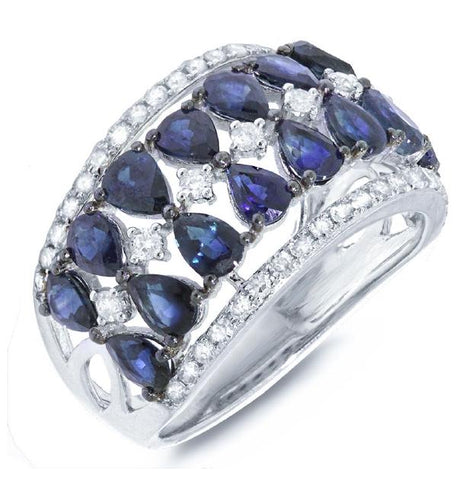 0.47 Ctw Diamond And 3.64 Ctw Blue Sapphire 14k White Gold Ring