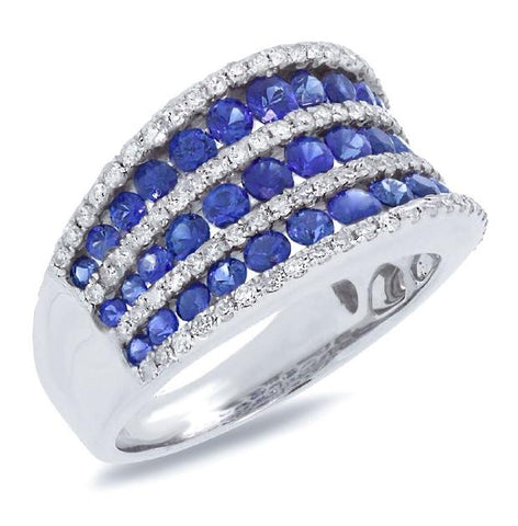 0.48 Ctw Diamond And 1.83 Ctw Blue Sapphire 14k White Gold Ring