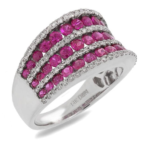 0.48 Ctw Diamond And 1.79 Ctw Pink Sapphire 14k White Gold Ring