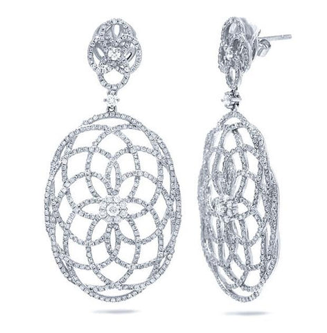 2.58 Ctw 14k White Gold Diamond Lace Earring