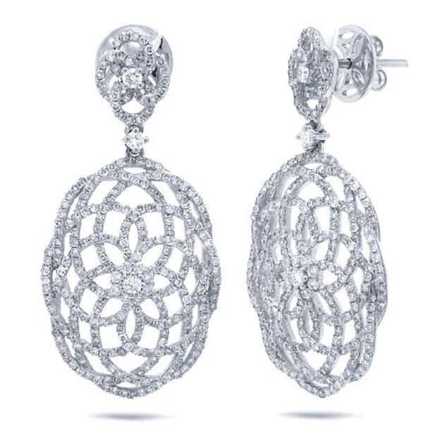 2.18 Ctw 14k White Gold Diamond Lace Earring