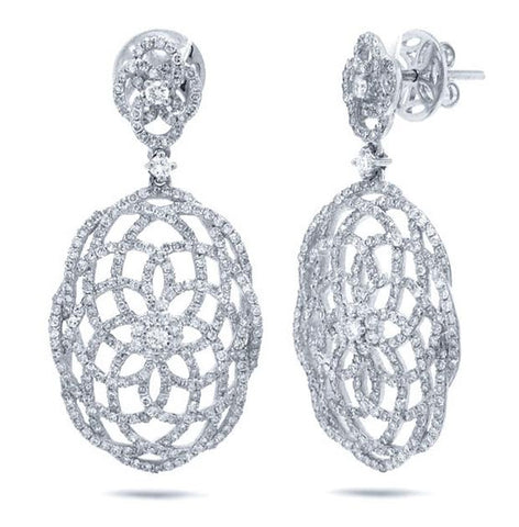 2.18 Ctw 14k White Gold Diamond Lace Earring