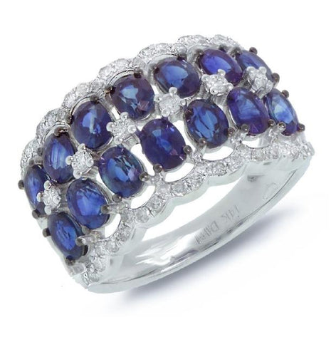 0.40 Ctw Diamond And 3.66 Ctw Blue Sapphire 14k White Gold Ring