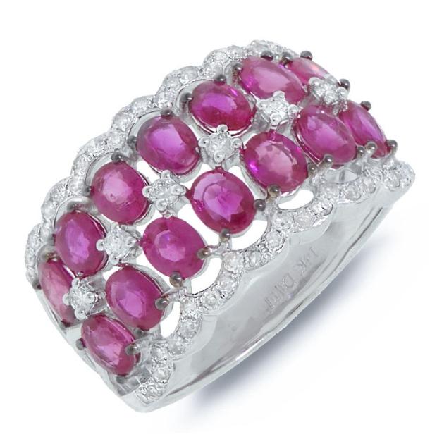 0.40 Ctw Diamond And 2.74 Ctw Pink Sapphire 14k White Gold Ring
