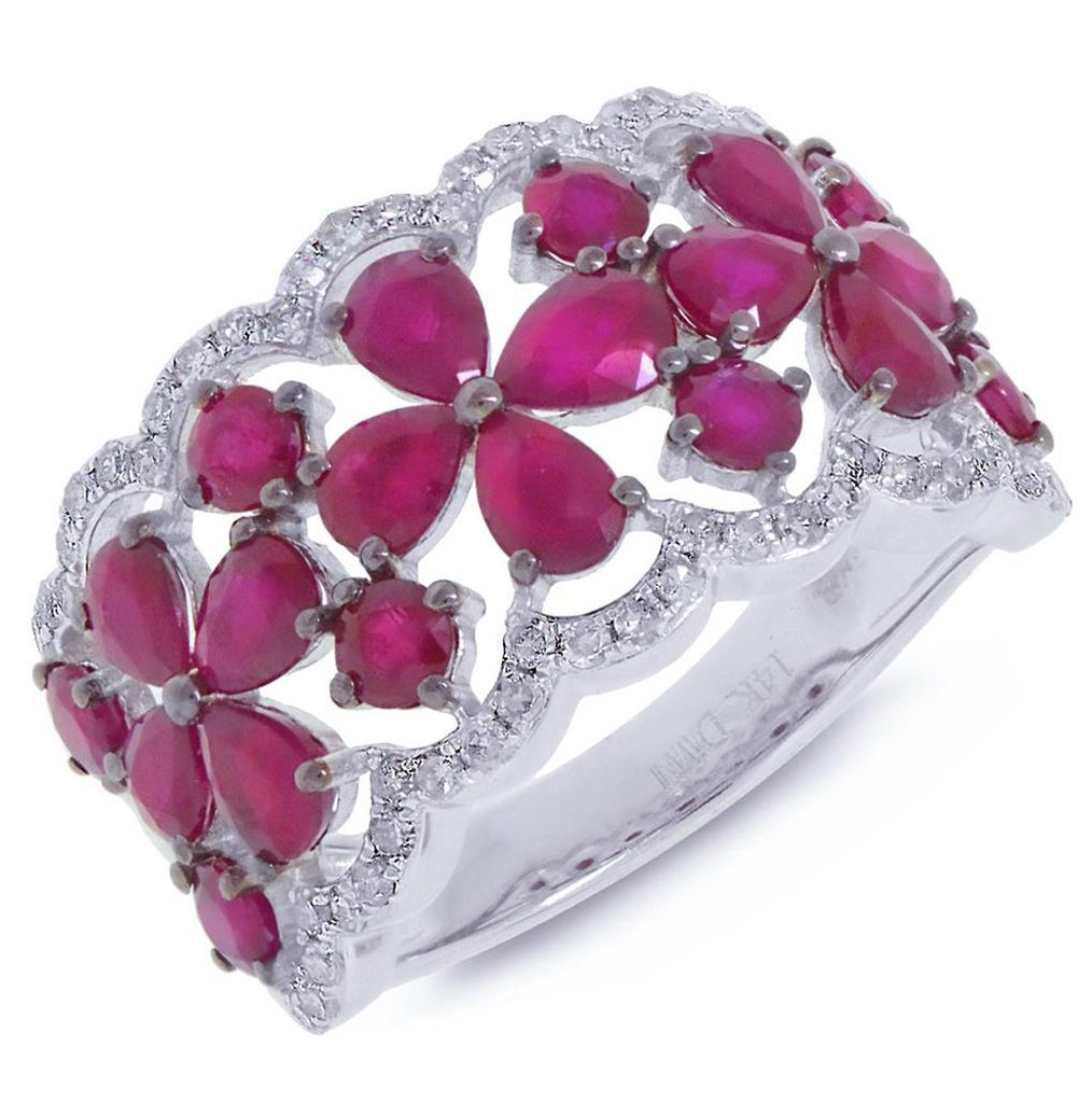 0.36 Ctw Diamond And 3.48 Ctw Ruby 14k White Gold Ring Size 6.5