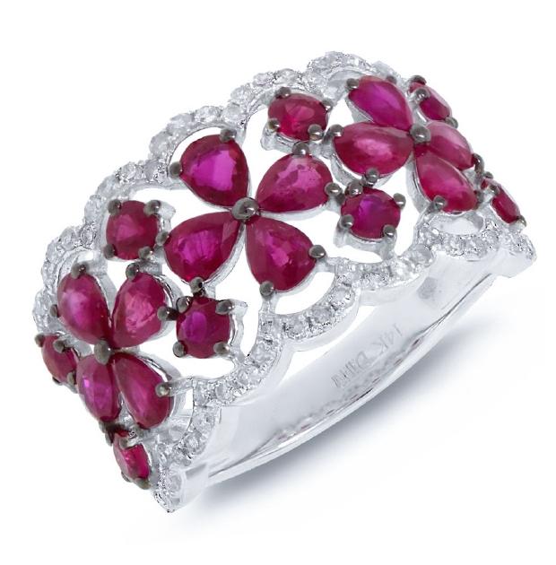 0.36 Ctw Diamond And 2.94 Ctw Pink Sapphire 14k White Gold Ring