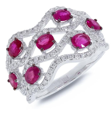 0.57 Ctw Diamond And 1.29 Ctw Pink Sapphire 14k White Gold Ring