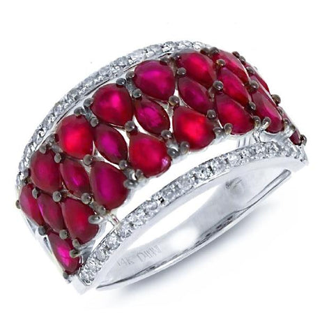 0.31 Ctw Diamond And 3.89 Ctw Ruby 14k White Gold Ring