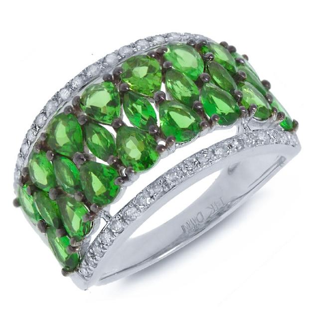 0.31 Ctw Diamond And 2.93 Ctw Green Garnet 14k White Gold Ring