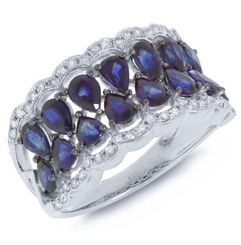 0.29 Ctw Diamond And 3.11 Ctw Blue Sapphire 14k White Gold Ring