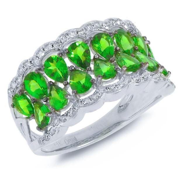 0.29 Ctw Diamond And 2.43 Ctw Green Garnet 14k White Gold Ring