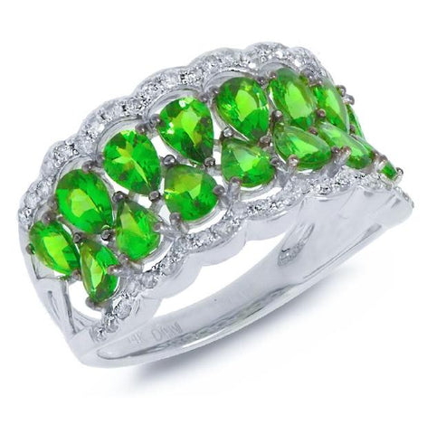 0.29 Ctw Diamond And 2.43 Ctw Green Garnet 14k White Gold Ring