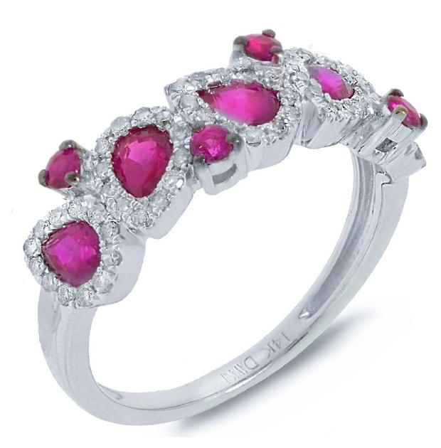 0.32 Ctw Diamond And 1.36 Ctw Pink Sapphire 14k White Gold Ring