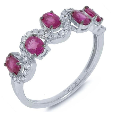 0.20 Ctw Diamond And 1.13 Ctw Pink Sapphire 14k White Gold Ring