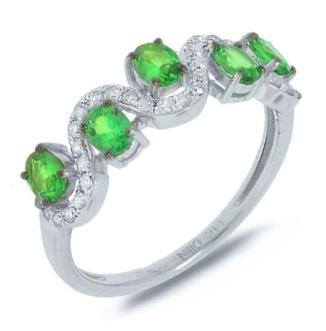 0.20 Ctw Diamond And 0.84 Ctw Green Garnet 14k White Gold Ring