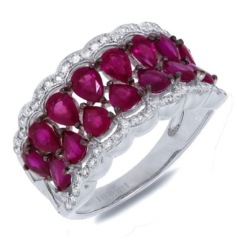 0.29 Ctw Diamond And 3.01 Ctw Ruby 14k White Gold Ring