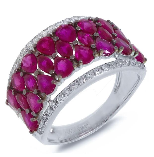 0.31 Ctw Diamond And 3.63 Ctw Pink Sapphire 14k White Gold Ring