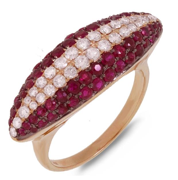 0.57 Ctw Diamond And 1.72 Ctw Ruby 14k Ruby Gold Ring