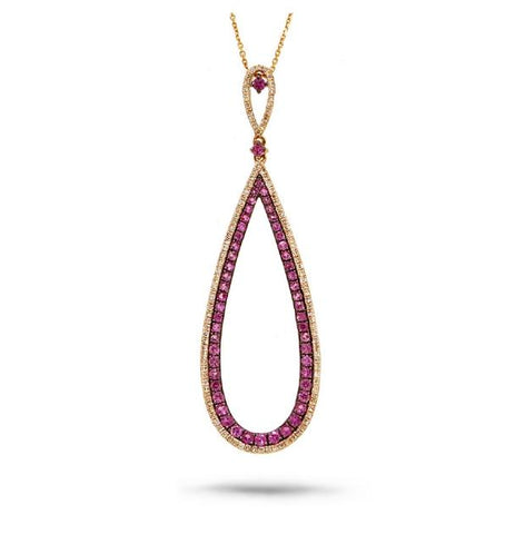 0.36 Ctw Diamond And 0.96 Ctw Light Pink Sapphire 14k Rose Gold Pendant Necklace With 18 Inch Chain