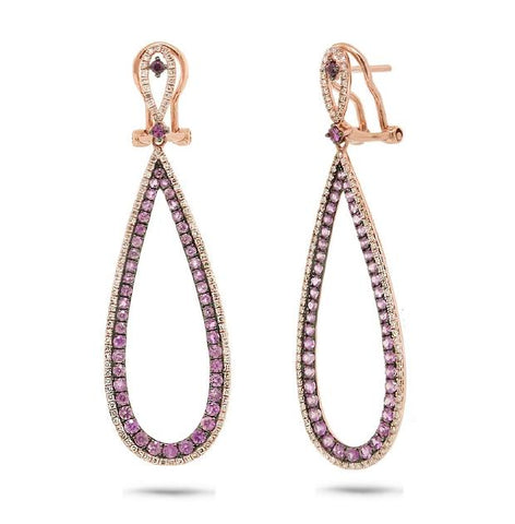 0.66 Ctw Diamond And 1.75 Ctw Light Pink Sapphire 14k Rose Gold Earring