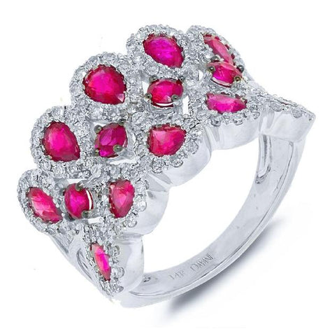 0.71 Ctw Diamond And 2.43 Ctw Pink Sapphire 14k White Gold Ring