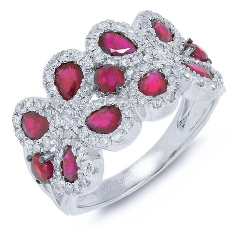 0.58 Ctw Diamond And 1.95 Ctw Ruby 14k White Gold Ring
