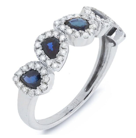 0.32 Ctw Diamond And 1.07 Ctw Blue Sapphire 14k White Gold Ring