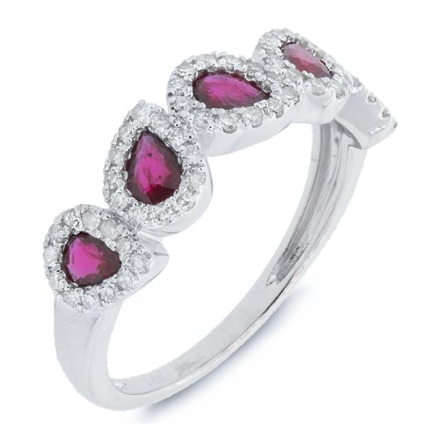 0.32 Ctw Diamond And 0.91 Ctw Ruby 14k White Gold Ring