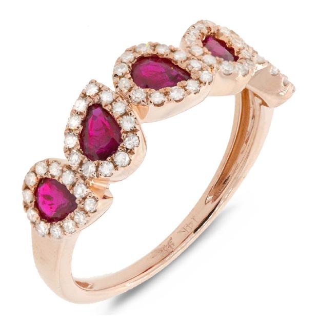 0.32 Ctw Diamond And 0.91 Ctw Ruby 14k Rose Gold Ring