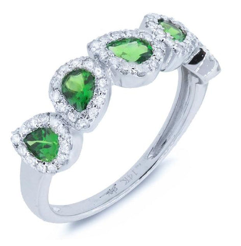 0.32 Ctw Diamond And 0.81 Ctw Green Garnet 14k White Gold Ring