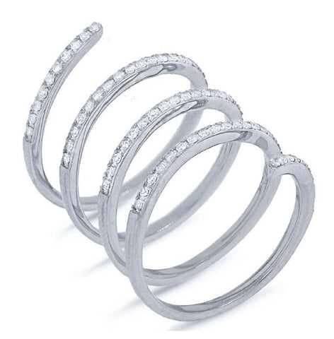 0.57 Ctw 14k White Gold Diamond Spiral Womens Ring