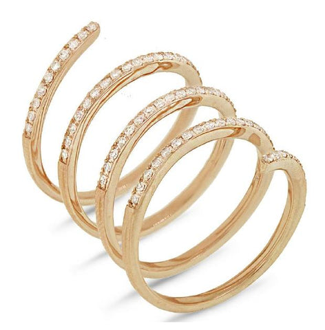 0.57 Ctw 14k Yellow Gold Diamond Spiral Womens Ring
