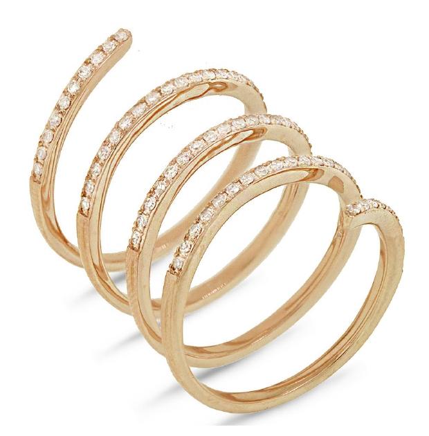 0.57 Ctw 14k Yellow Gold Diamond Spiral Womens Ring