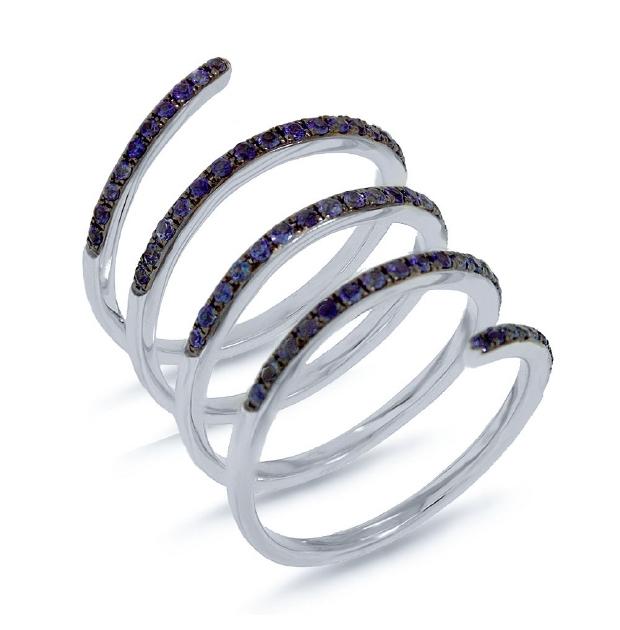0.68 Ctw 14k White Gold Blue Sapphire Spiral Womens Ring