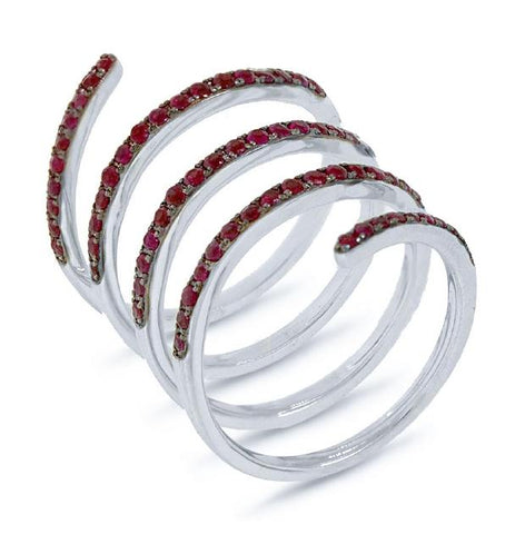 1.09 Ctw 14k White Gold Ruby Spiral Womens Ring