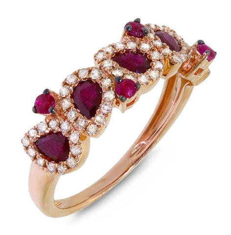 0.32 Ctw Diamond And 1.23 Ctw Ruby 14k Rose Gold Ring