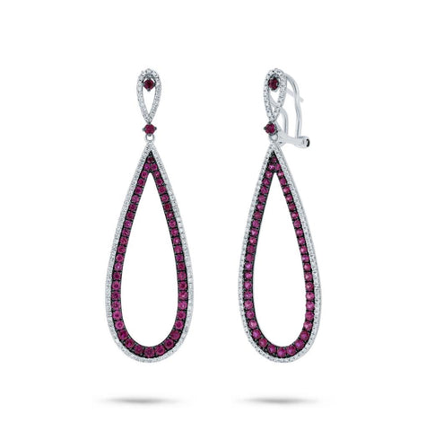 0.66 Ctw Diamond And 1.75 Ctw Pink Sapphire 14k White Gold Earring