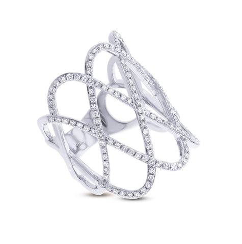 0.70 Ctw 14k White Gold Diamond Womens Ring